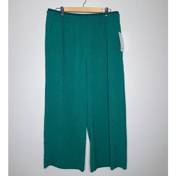 Athleta NWT Echo Wide Crop Pant 3/4 Cropped Turquoise Green Size 14 Plus - Picture 2 of 7